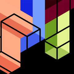 Abstract background. 3d cubes, cubic elements and blocks. Techno or business concept for wallpaper, banner, background, landing page