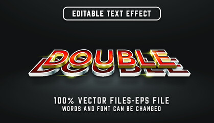 modern double 3d text. editable text effect with gold and silver style premium vectors