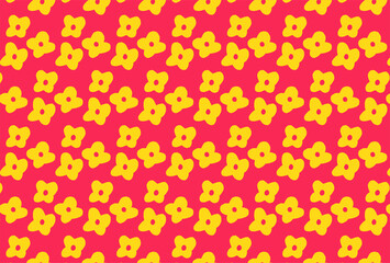 北欧風の黄色と赤の花柄の壁紙
