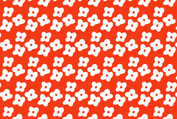 北欧風の白と赤の花柄の壁紙
