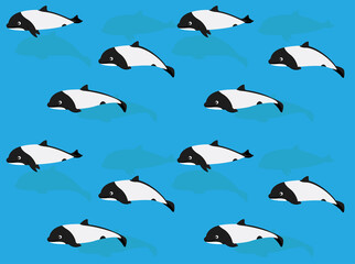 Dolphin Cartoon Commerson's Dolphin Seamless Wallpaper Background