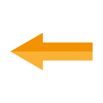 Orange arrow left icon. Direction cursor sign. Navigation concept. Realistic design. Vector illustration. Stock image.