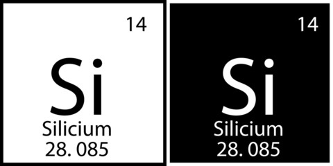 Silicium chemical sign. Education background. Mendeleev table. Science structure. Vector illustration. Stock image. 