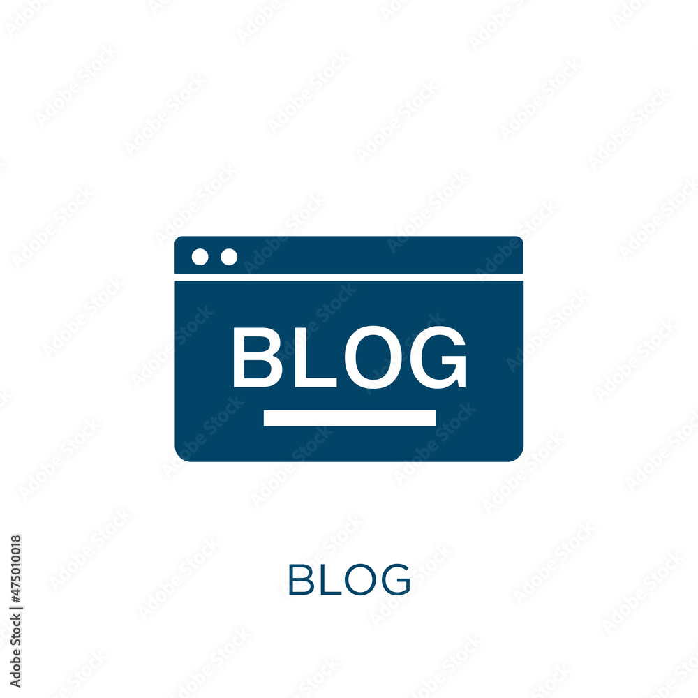 Aufkleber blog vector icon. internet filled flat symbol for mobile concept and web design. black network glyph