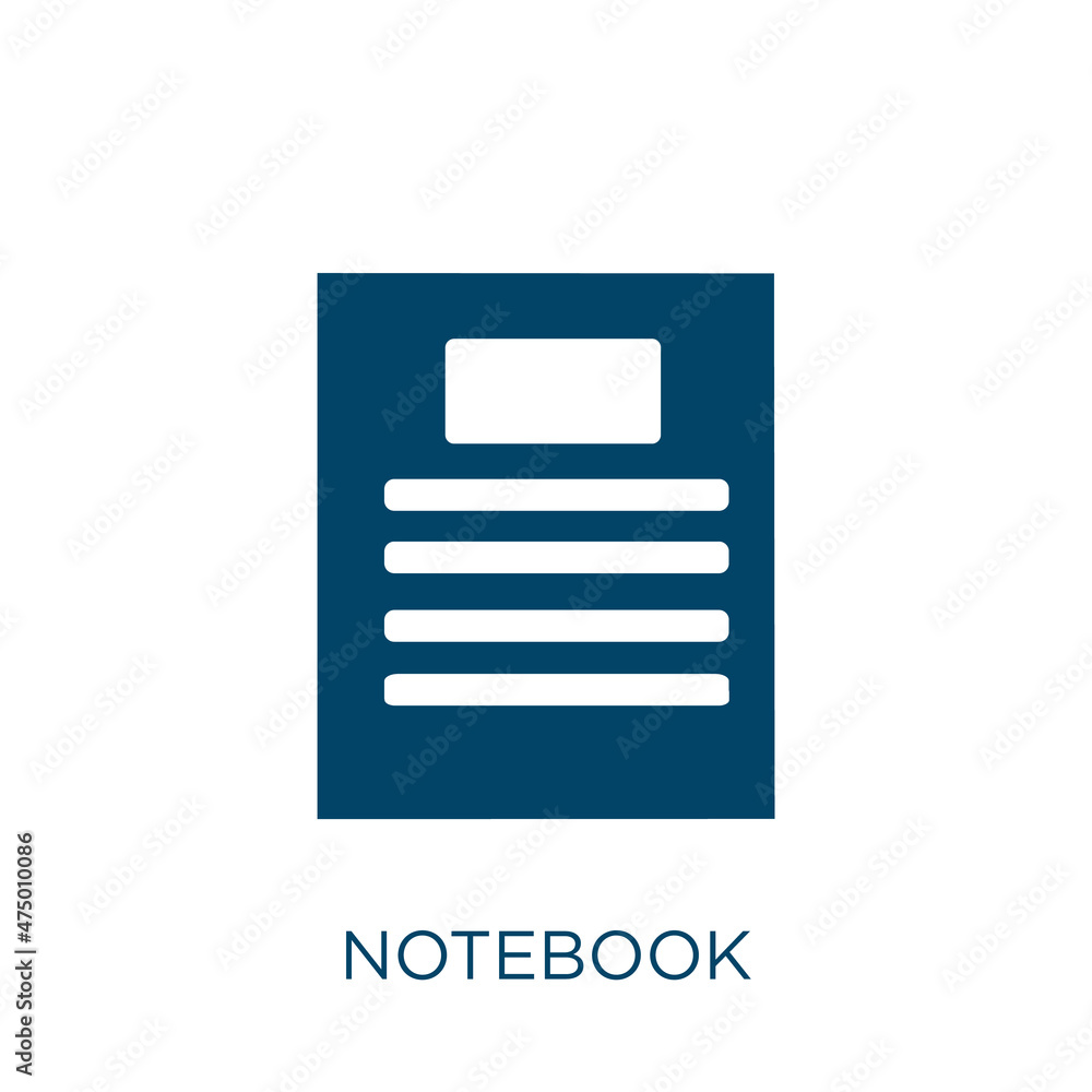 Poster notebook vector icon. computer filled flat symbol for mobile concept and web design. black communica