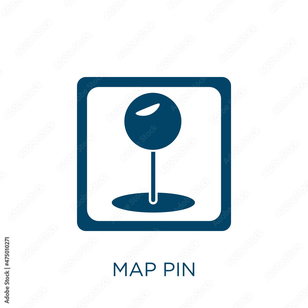 Poster map pin vector icon. pin filled flat symbol for mobile concept and web design. black map glyph icon.