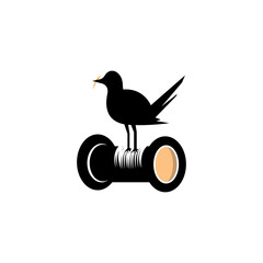 bird and thread logo craft illustration design vector