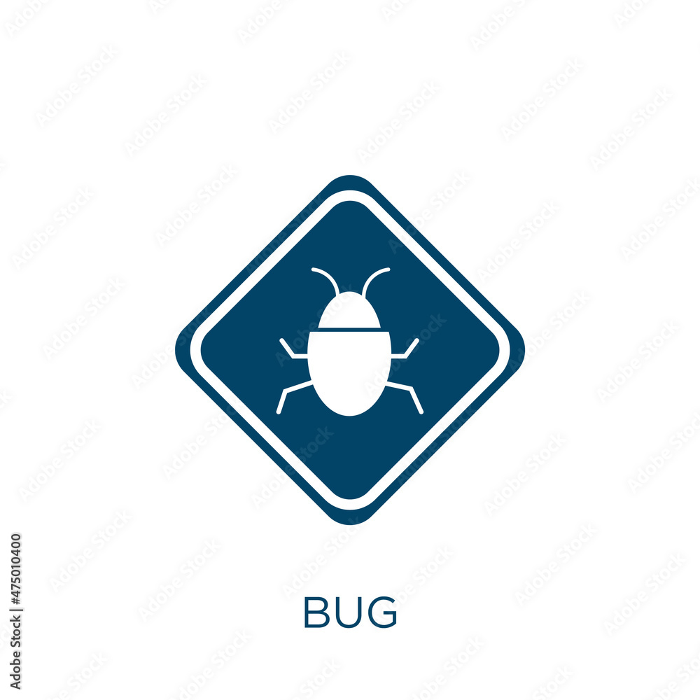 Poster bug vector icon. computer filled flat symbol for mobile concept and web design. black software glyph
