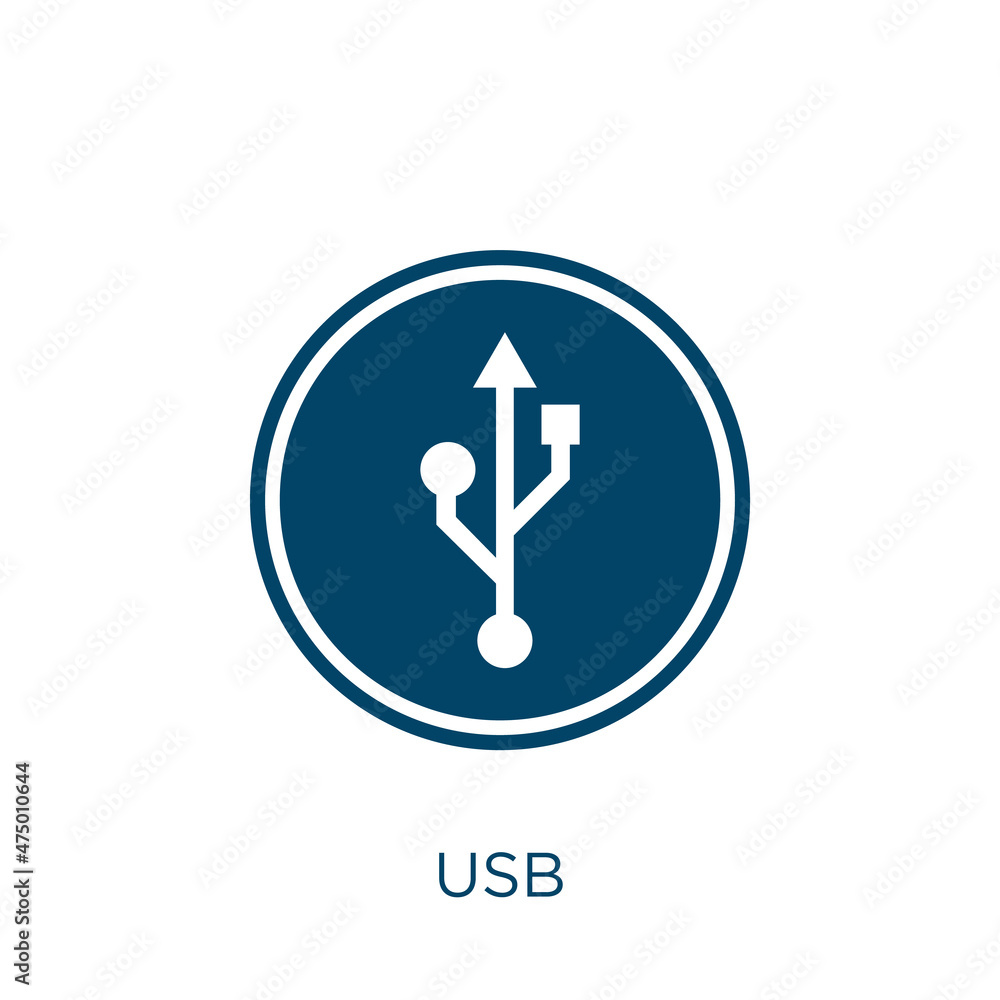 Poster usb vector icon. computer filled flat symbol for mobile concept and web design. black data glyph ico