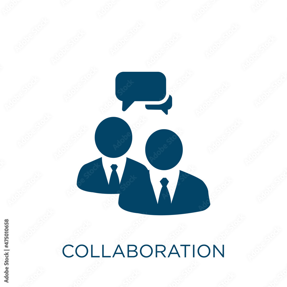 Poster collaboration vector icon. communication filled flat symbol for mobile concept and web design. black