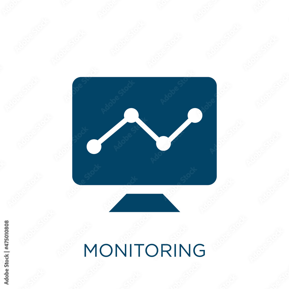 Poster monitoring vector icon. computer filled flat symbol for mobile concept and web design. black technol