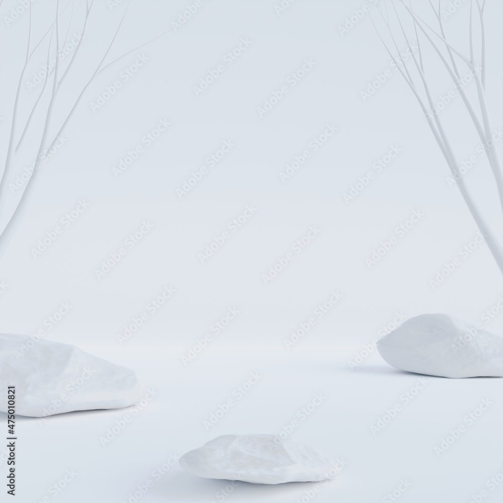 Leinwandbilder minimal scene mockup with white color background for product presentation.3d rendering illustration.