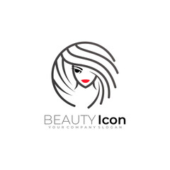 Beauty logo with simple line design vector, women logos