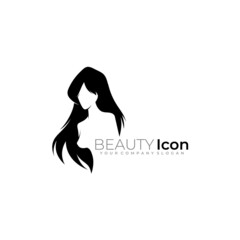 Girl logo and salon design vintage , black icon