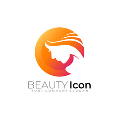 Women logo with circle design vector, beauty icons