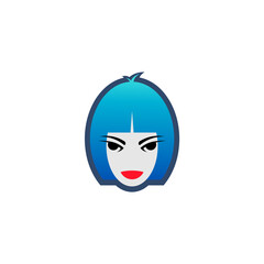 Woman face logo with short hair, simple style