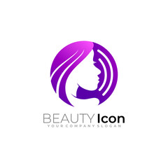 Salon logo and circle design combination, girl logos
