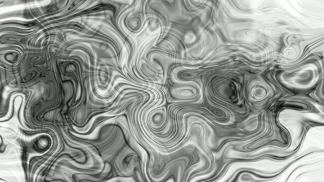 Black white color abstract silky ink liquid animated background