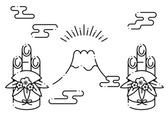 門松　富士山　エ霞　背景　バナー