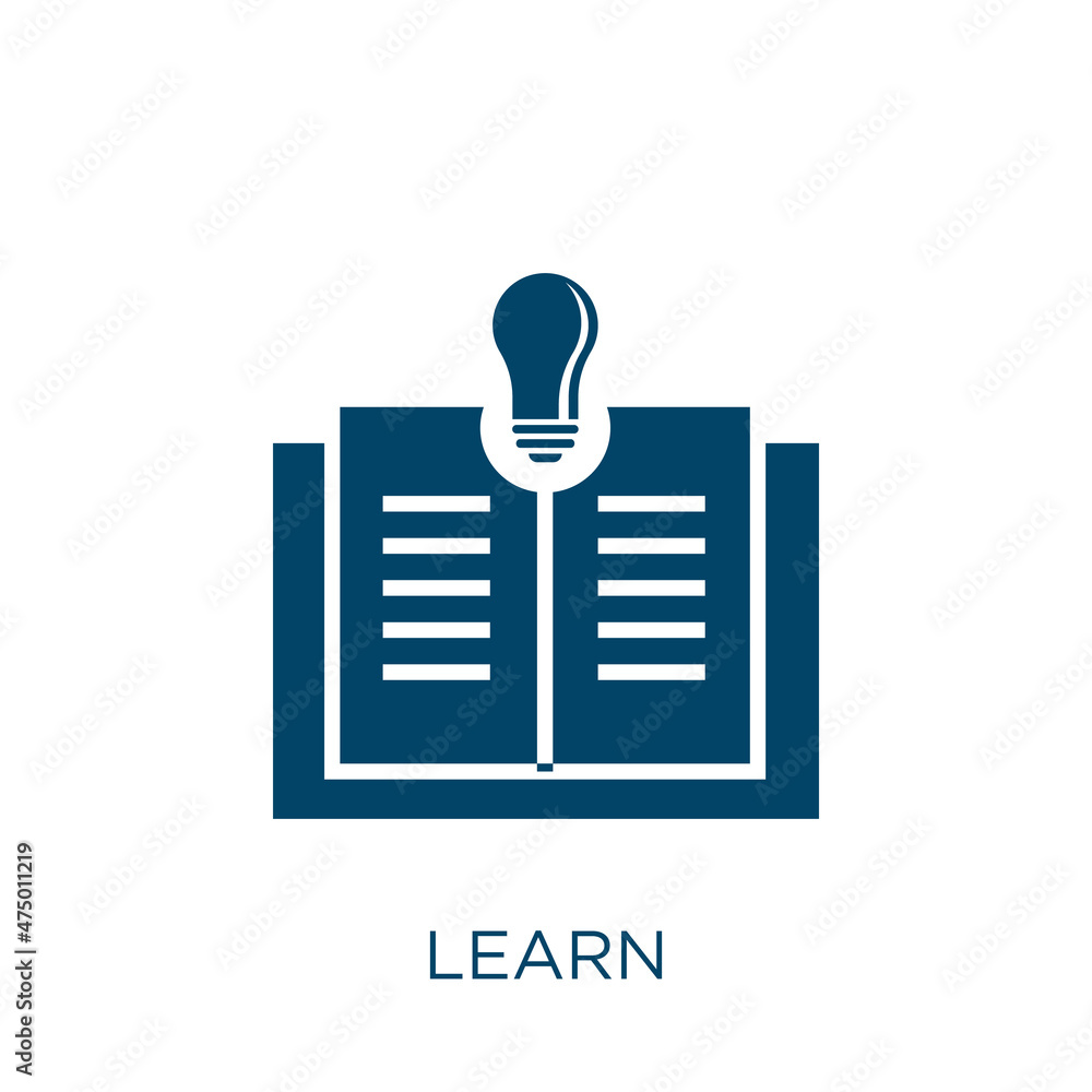 Poster learn vector icon. education filled flat symbol for mobile concept and web design. black learning gl