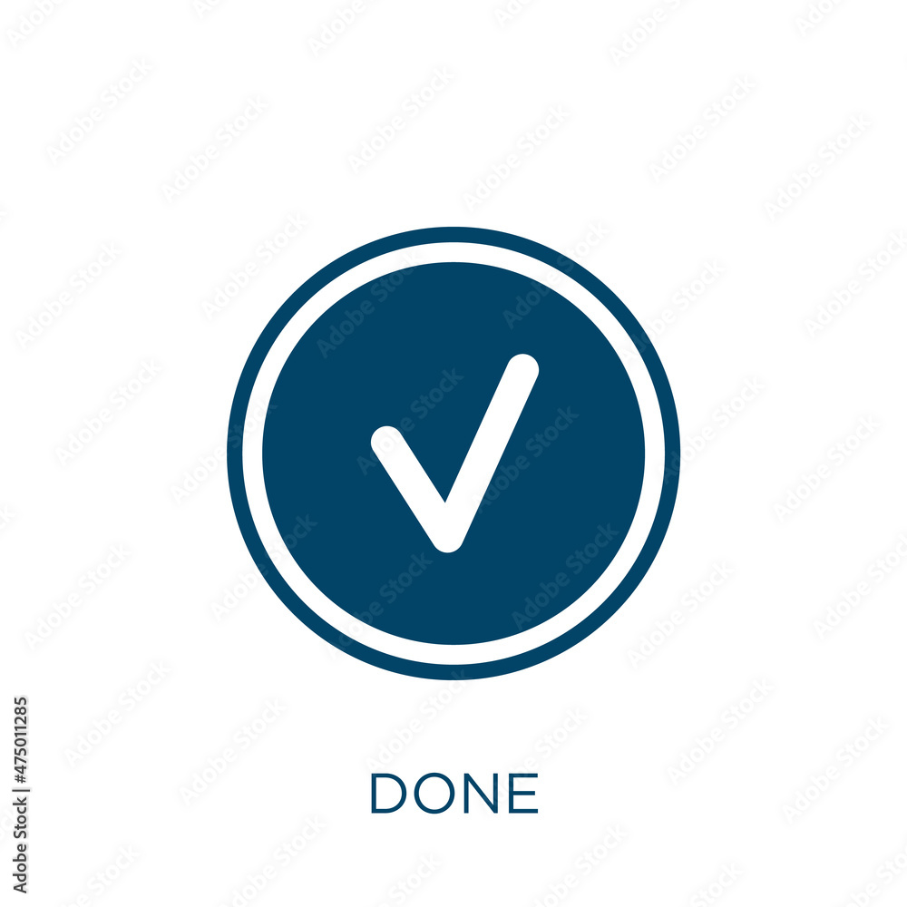 Poster done vector icon. check filled flat symbol for mobile concept and web design. black checkmark glyph 
