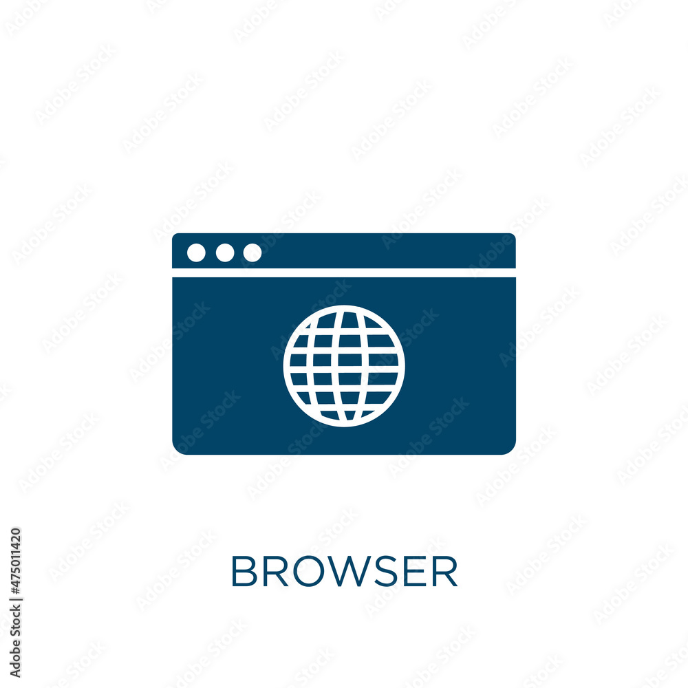 Aufkleber browser vector icon. internet filled flat symbol for mobile concept and web design. black computer g