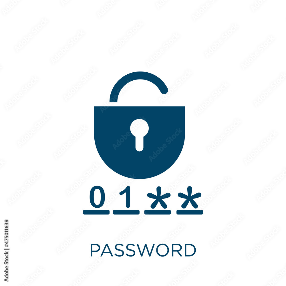 Poster password vector icon. security filled flat symbol for mobile concept and web design. black lock glyp