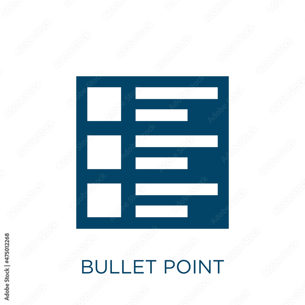 Poster bullet point vector icon. number filled flat symbol for mobile concept and web design. black bullet 