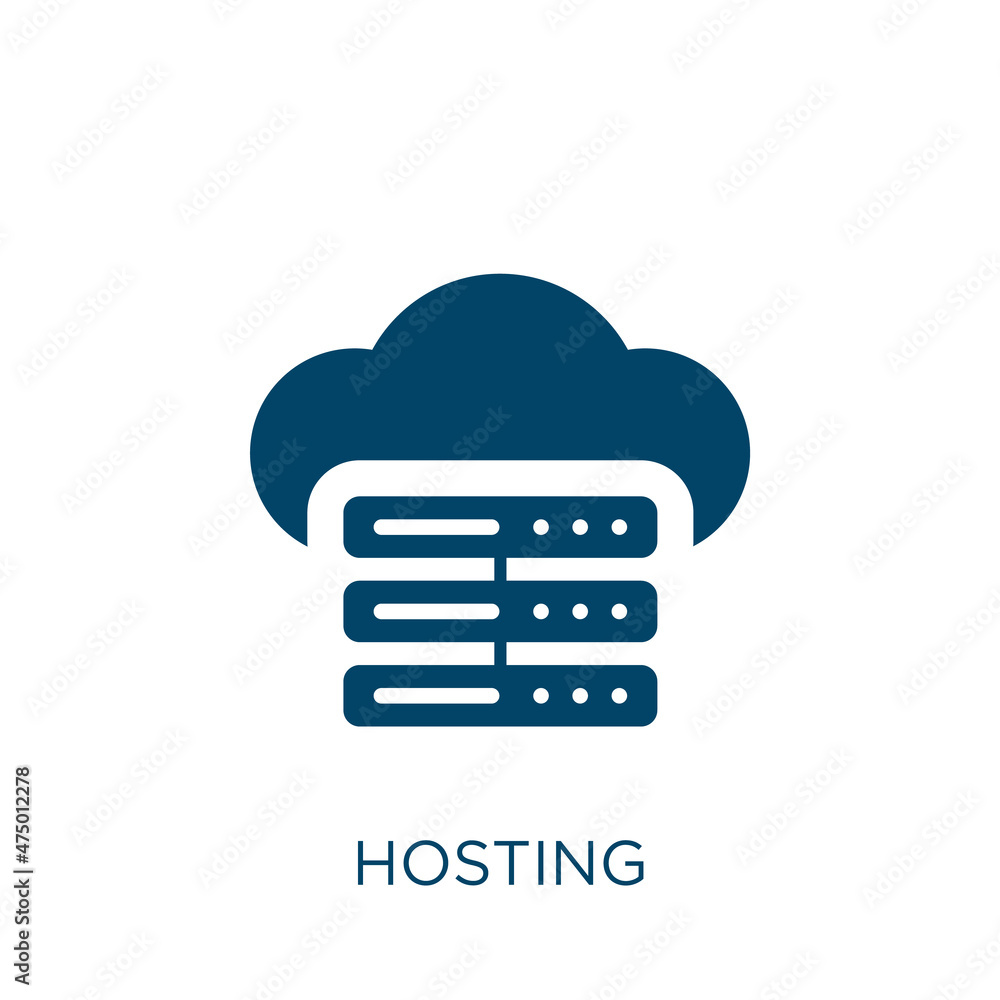 Poster hosting vector icon. data filled flat symbol for mobile concept and web design. black cloud glyph ic