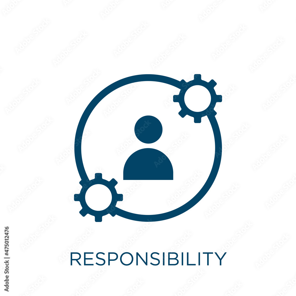 Poster responsibility vector icon. service filled flat symbol for mobile concept and web design. black deve