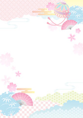 Japanese traditional background with cherry blossoms