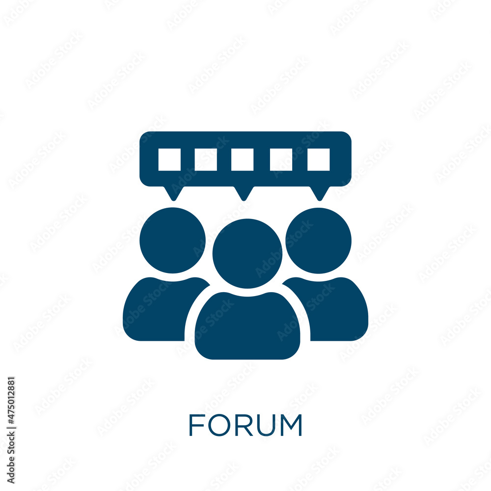 Poster forum vector icon. communication filled flat symbol for mobile concept and web design. black talk gl