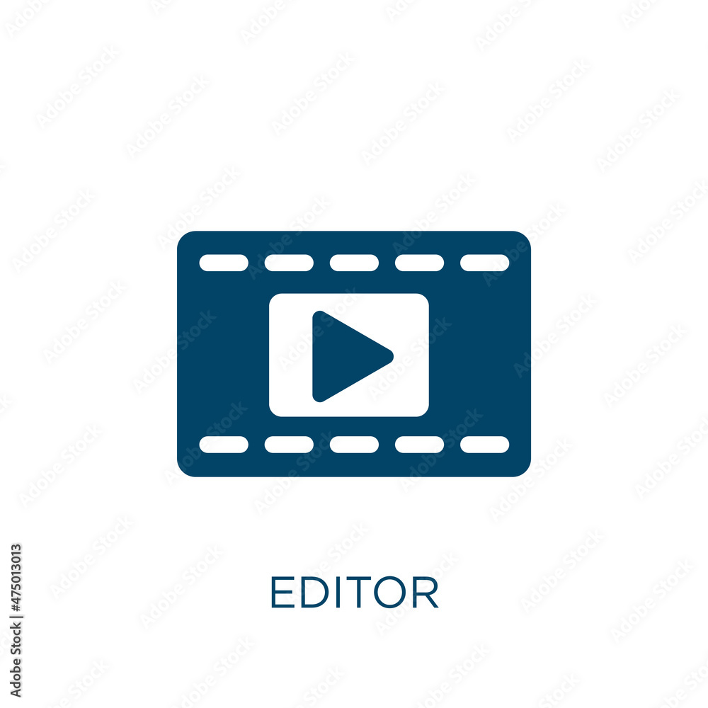 Poster editor vector icon. computer filled flat symbol for mobile concept and web design. black internet gl