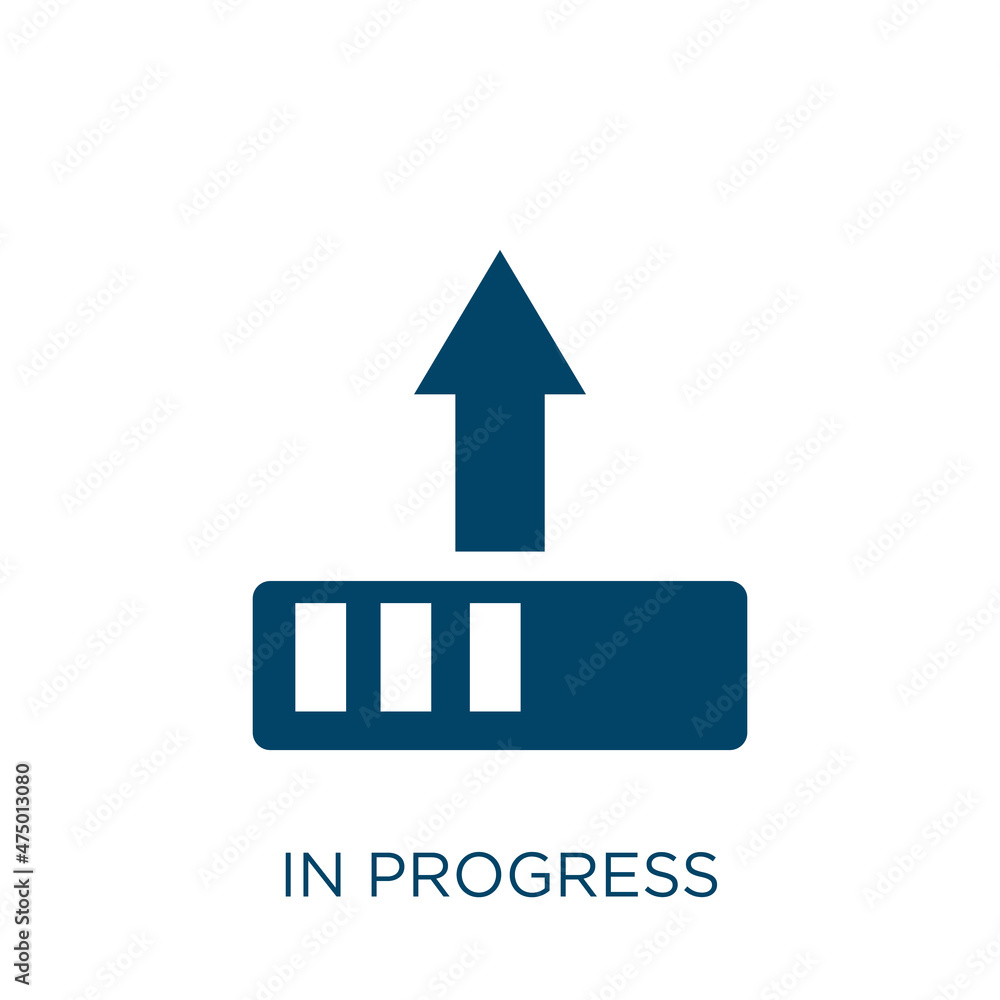 Poster in progress vector icon. development filled flat symbol for mobile concept and web design. black bus