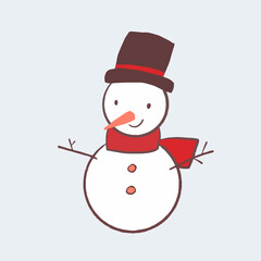 Snowman wearing red scarf and gentleman hat