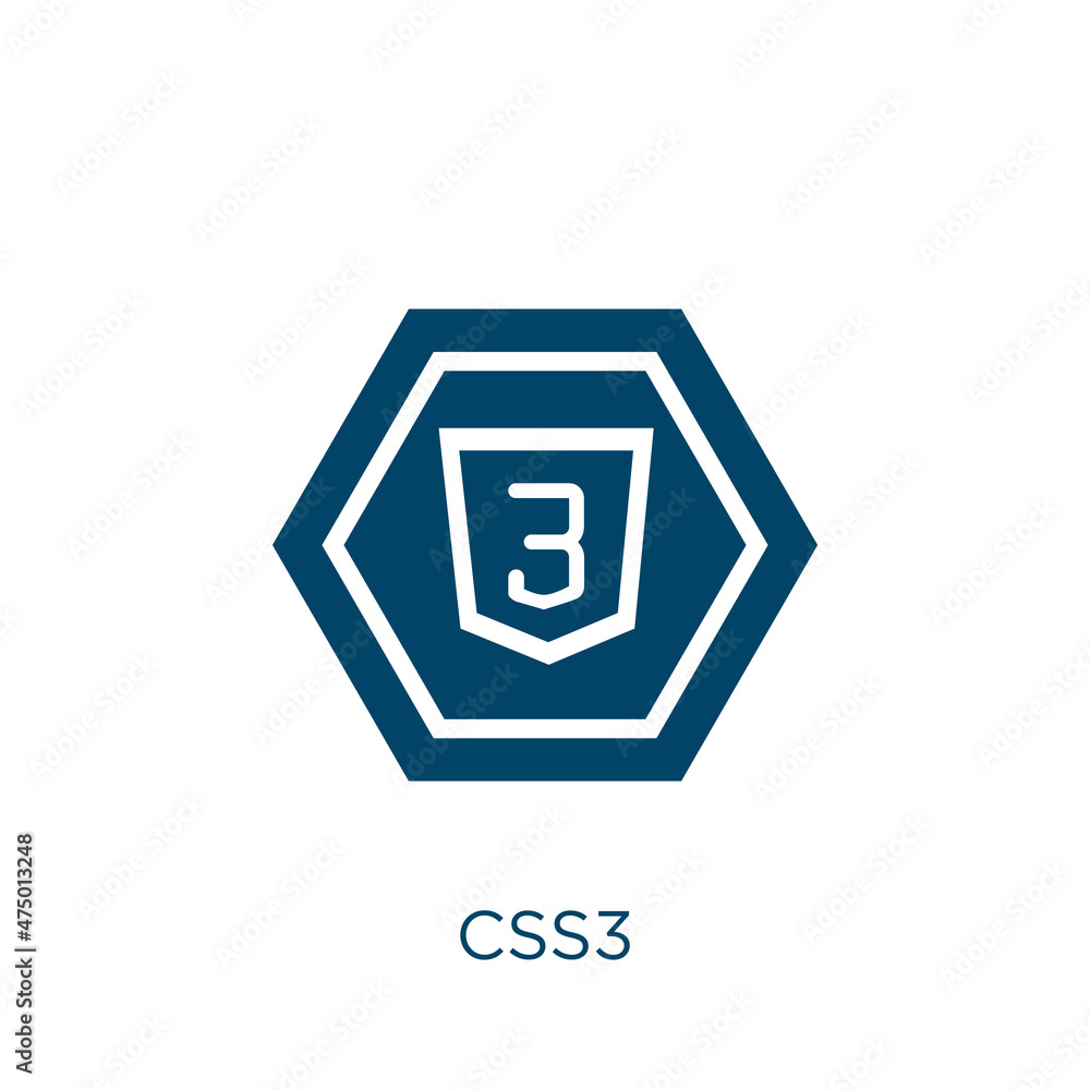 Poster css3 vector icon. code filled flat symbol for mobile concept and web design. black data glyph icon. 