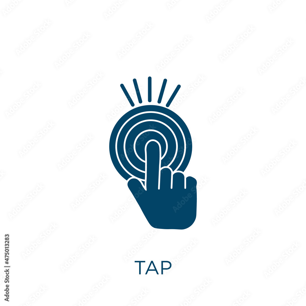 Poster tap vector icon. arrow filled flat symbol for mobile concept and web design. black pointer glyph ico