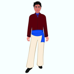 Men's folk national Costa rica costume. Vector illustration