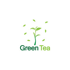 organic green tea logo vector icon symbol design