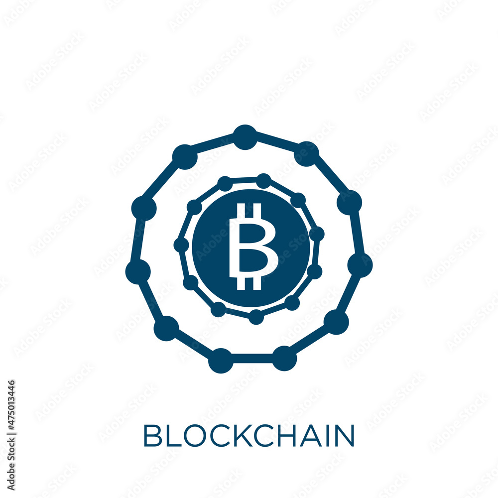Poster blockchain vector icon. currency filled flat symbol for mobile concept and web design. black technol