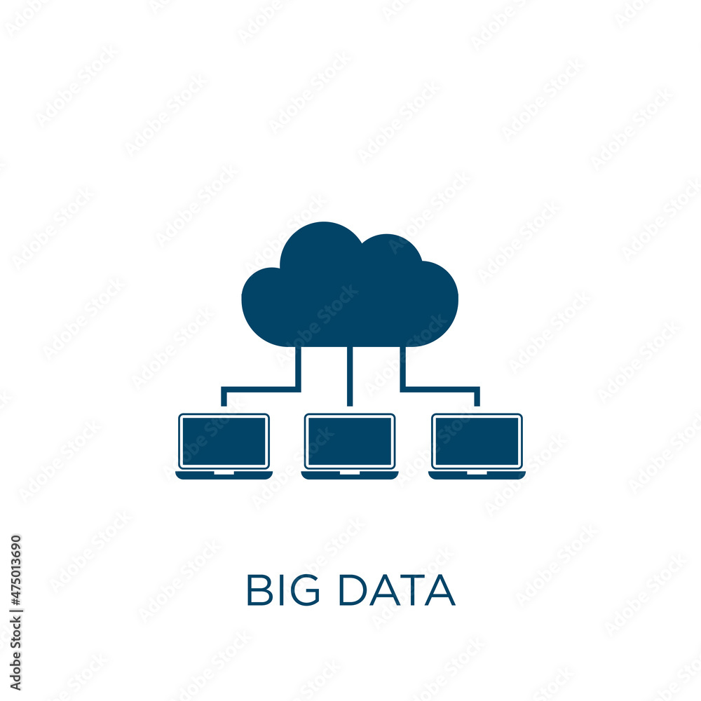 Poster big data vector icon. big filled flat symbol for mobile concept and web design. black database glyph