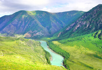 The valley of the Katun River among the mountains