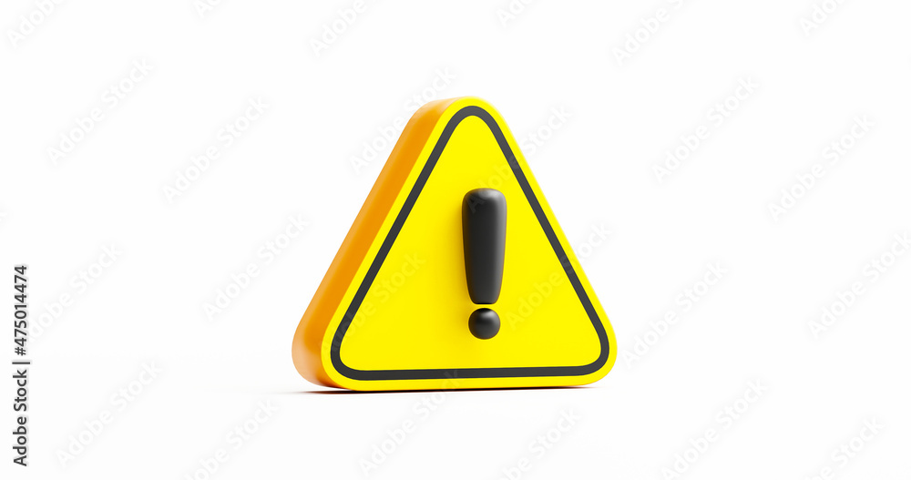 Poster yellow triangle warning sign symbol danger caution risk traffic icon background 3d rendering