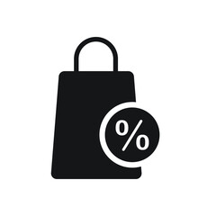shopping bag icon, package with percent, sale in shop, vector illustration