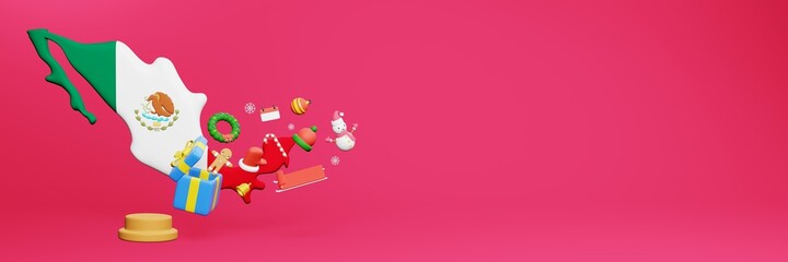 3d rendering of christmas new year celebration in  Mexico for web cover and social media
