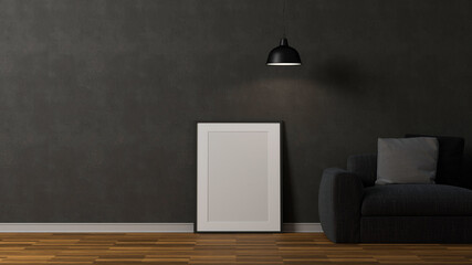 Contemporary dark living room interior design.