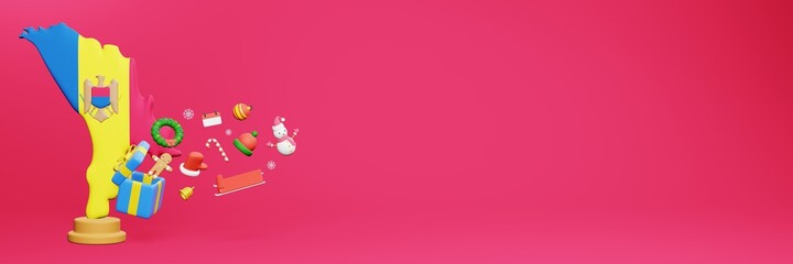 3d rendering of christmas new year celebration in Moldova for web cover and social media