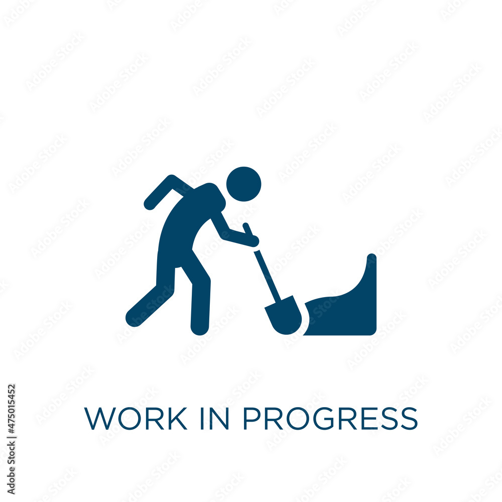 Poster work in progress vector icon. work filled flat symbol for mobile concept and web design. black progr