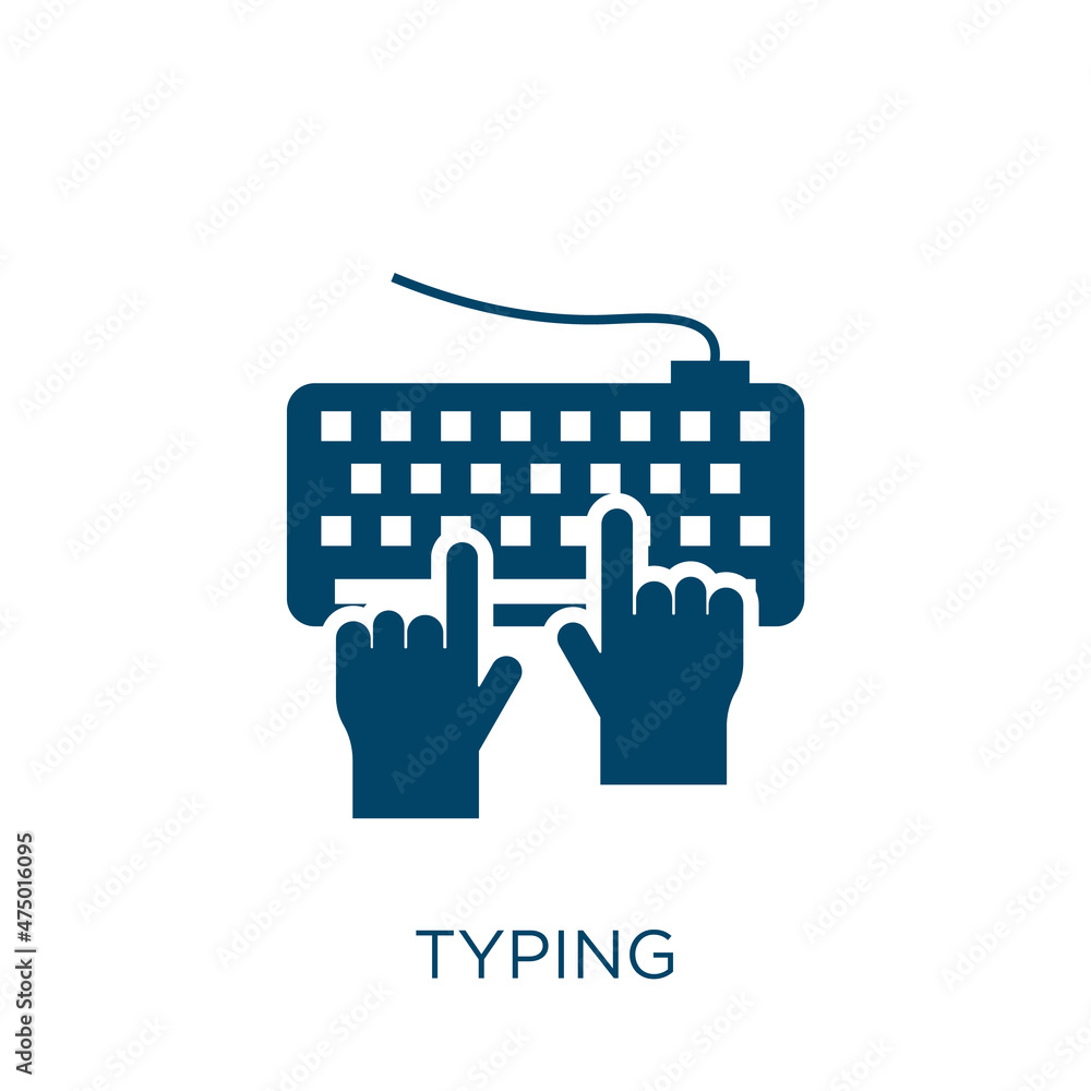 Aufkleber typing vector icon. collection filled flat symbol for mobile concept and web design. black simple gl