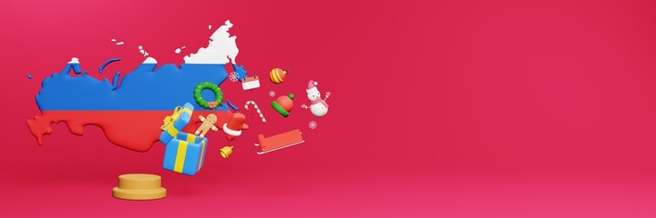 3d rendering of christmas new year celebration in Russia for web cover and social media